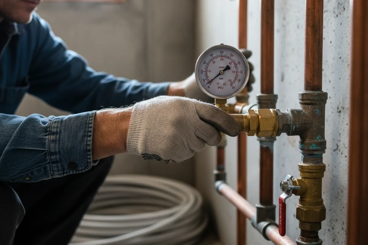 Pressure testing a repaired line during Water Line Repair in Falls Of Rough